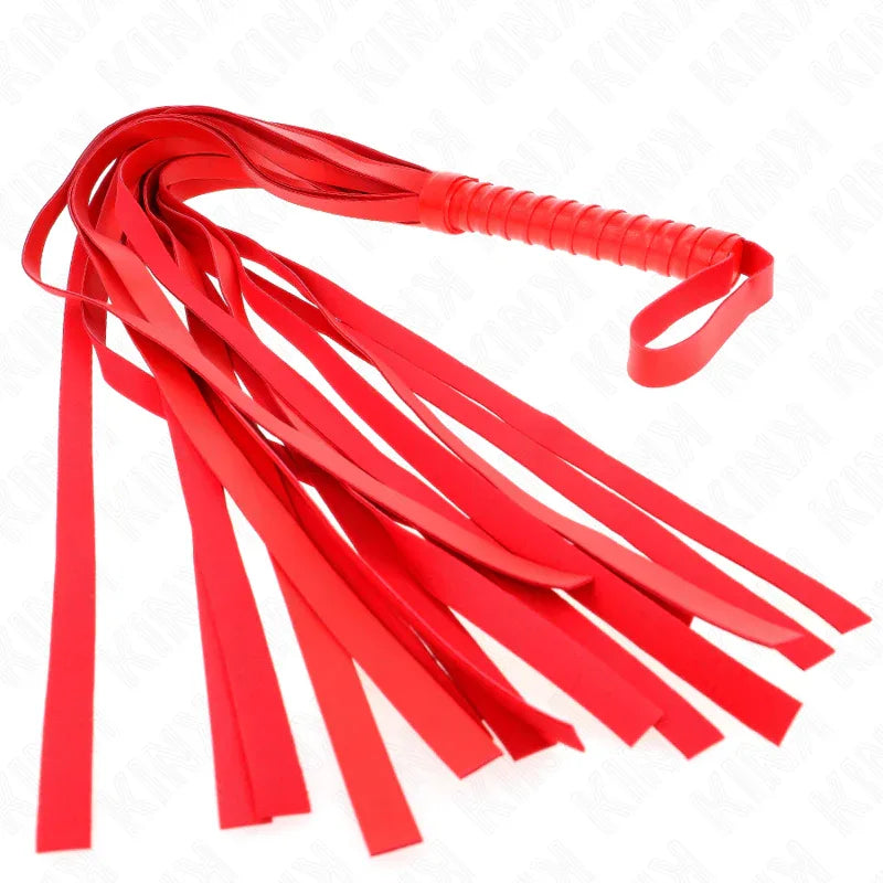KINK - ROTE PEITSCHE MIT KURZEM GRIFF UND LANGEM SCHWANZ 70 CM - Vanelion Paradise
