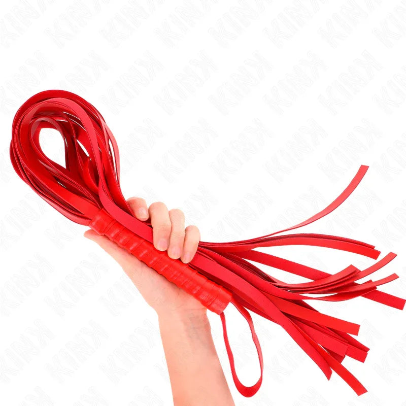 KINK - ROTE PEITSCHE MIT KURZEM GRIFF UND LANGEM SCHWANZ 70 CM - Vanelion Paradise