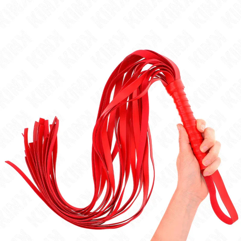 KINK - ROTE PEITSCHE MIT KURZEM GRIFF UND LANGEM SCHWANZ 70 CM - Vanelion Paradise