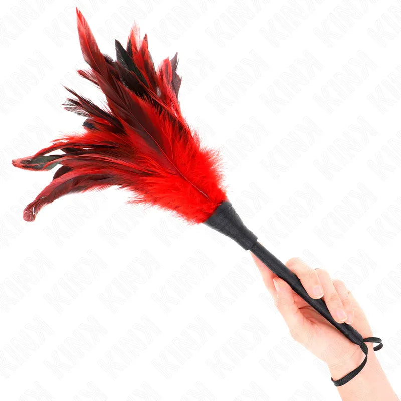 KINK - RED MAIDS HORNFORM TICKLE HÜHNERFEDERN 36 CM - Vanelion Paradise