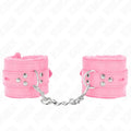 KINK - PELZGEFÜTTERTE HANDGELENKFESSELN MIT QUADRATISCHEN LÖCHERN, ROSA UND ROSA GÜRTEL, VERSTELLBAR 17-29 CM X 6 CM - Vanelion Paradise