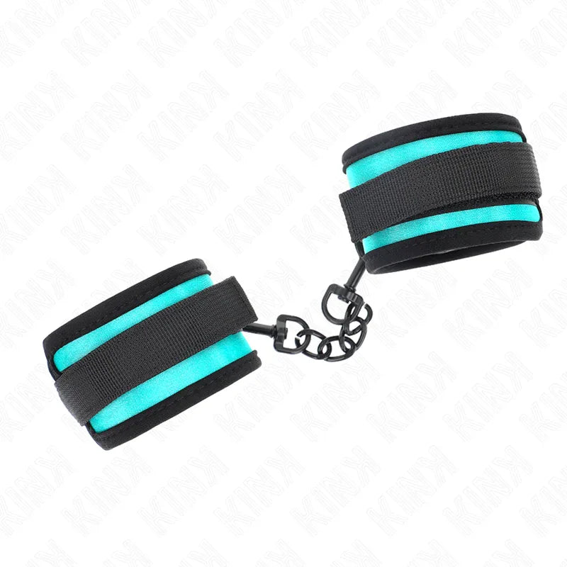KINK - NYLON-HANDFESSEL MIT KLETTVERSCHLUSS SCHWARZ-BLAU VERSTELLBAR 18-32 CM X 5 CM - Vanelion Paradise