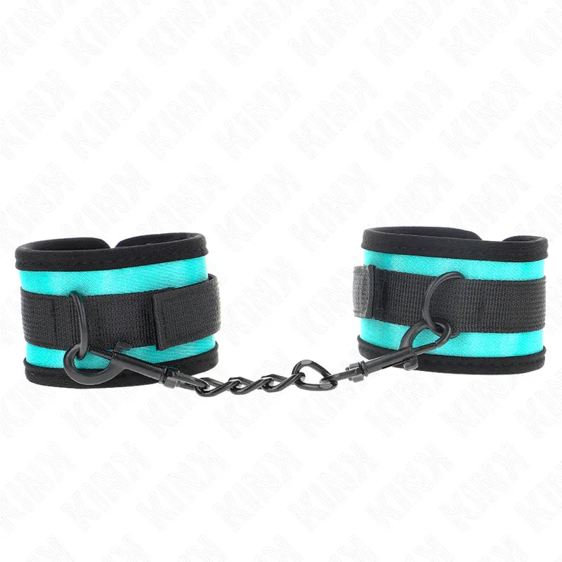 KINK - NYLON-HANDFESSEL MIT KLETTVERSCHLUSS SCHWARZ-BLAU VERSTELLBAR 18-32 CM X 5 CM - Vanelion Paradise