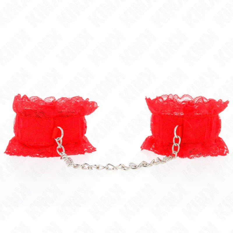 KINK - ELASTISCHE HANDGELENKSFESSELN AUS SPITZE ROT - Vanelion Paradise