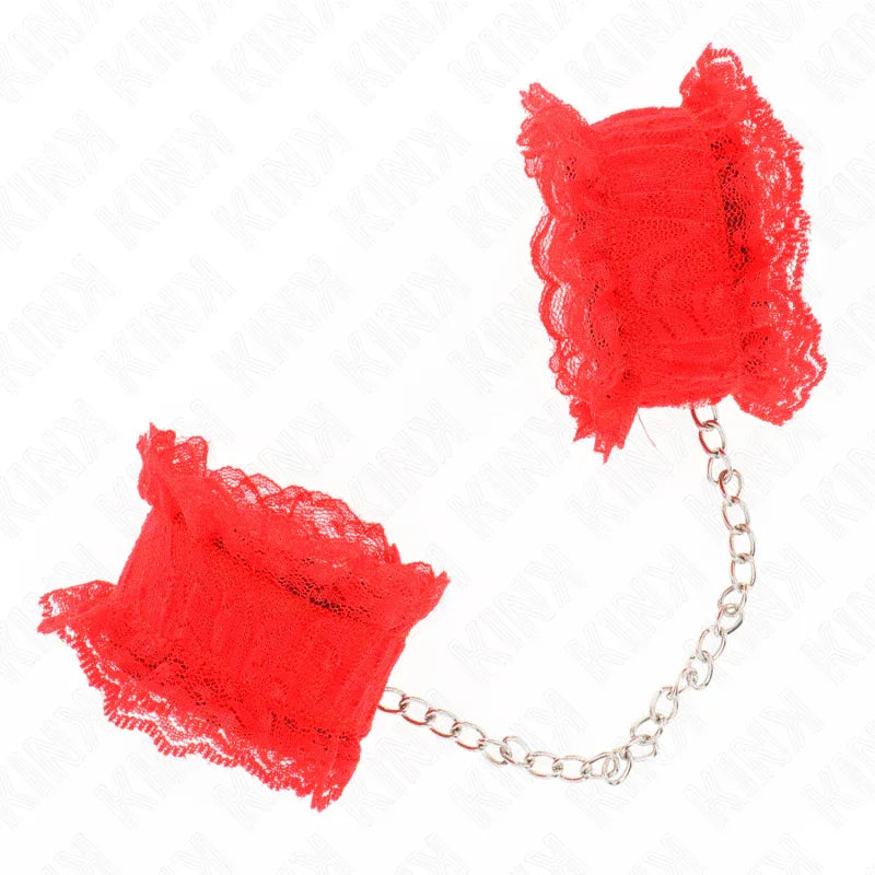 KINK - ELASTISCHE HANDGELENKSFESSELN AUS SPITZE ROT - Vanelion Paradise