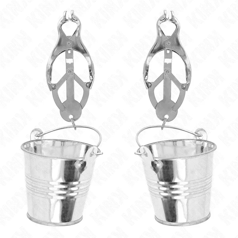 KINK - JAPANISCHE KLEEBLATT-NIPPELKLAMMERN MIT EIMER SILBER - Vanelion Paradise