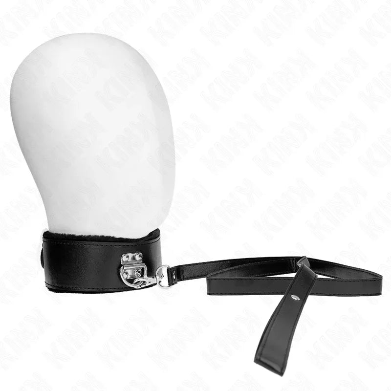 KINK - HALSKETTE MIT LEINE 116 CM MIT SILBERNEN NIETEN MODELL 4 SCHWARZ VERSTELLBAR 40-48 CM X 6 CM - Vanelion Paradise