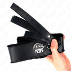 KINK - HALSKETTE MIT LEINE 116 CM MIT SILBERNEN NIETEN MODELL 4 SCHWARZ VERSTELLBAR 40-48 CM X 6 CM - Vanelion Paradise