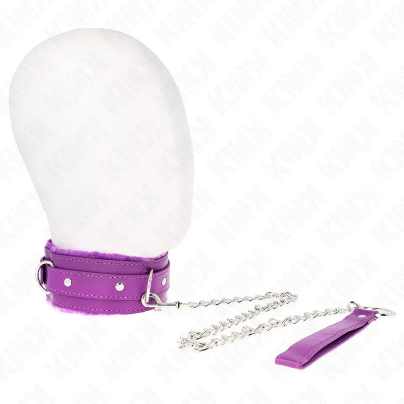 KINK - HALSBAND MIT LEINE 65 CM MIT EINSCHRÄNKUNGEN LILA 36-42 CM X 5,5 CM - Vanelion Paradise