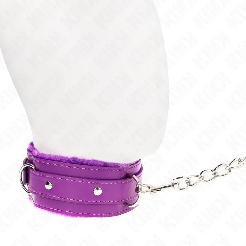 KINK - HALSBAND MIT LEINE 65 CM MIT EINSCHRÄNKUNGEN LILA 36-42 CM X 5,5 CM - Vanelion Paradise