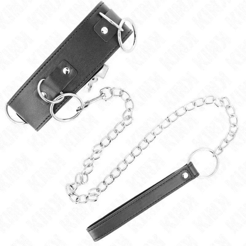 KINK - HALSKETTE MIT LEINE 65 CM 3 RING MODELL 2 VERSTELLBAR 36-43 CM X 5 CM - Vanelion Paradise