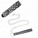 KINK - RING NIETEN BAND HALSKETTE MIT GÜRTEL 65 CM SCHWARZ VERSTELLBAR 36-50 CM X 3,8 CM - Vanelion Paradise