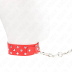 KINK - RING NIETEN BAND HALSKETTE MIT GÜRTEL 65 CM ROT VERSTELLBAR 36-50 CM X 3,8 CM - Vanelion Paradise