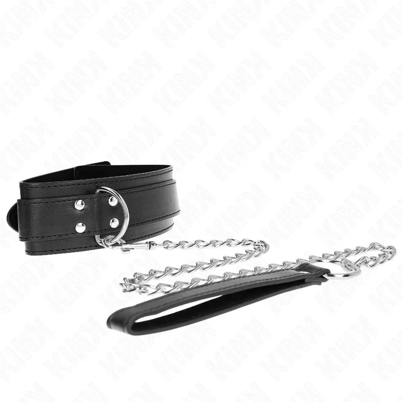 KINK - HALSKETTE MIT RIEMEN 65 CM SILBER SCHNALLEN VERSTELLBAR 33-46 CM X 5,5 CM - Vanelion Paradise