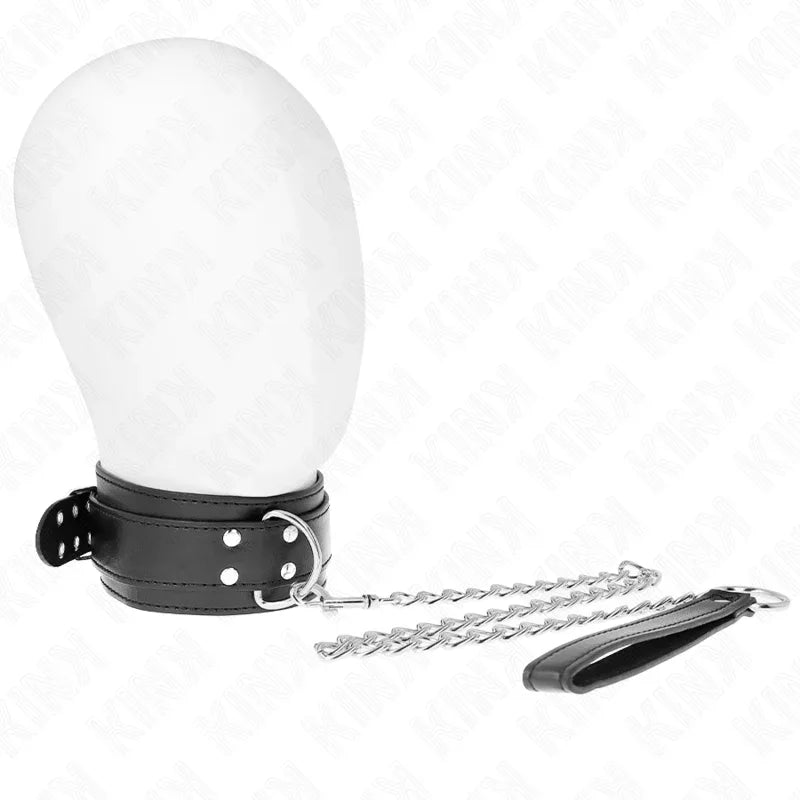 KINK - HALSKETTE MIT RIEMEN 65 CM SILBER SCHNALLEN VERSTELLBAR 33-46 CM X 5,5 CM - Vanelion Paradise