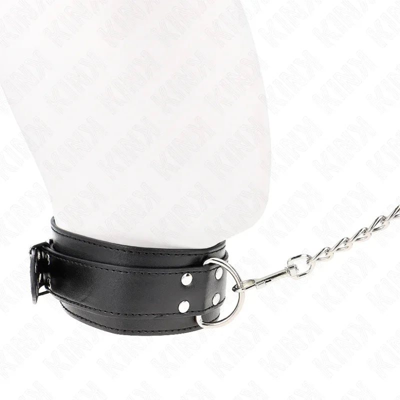 KINK - HALSKETTE MIT RIEMEN 65 CM SILBER SCHNALLEN VERSTELLBAR 33-46 CM X 5,5 CM - Vanelion Paradise