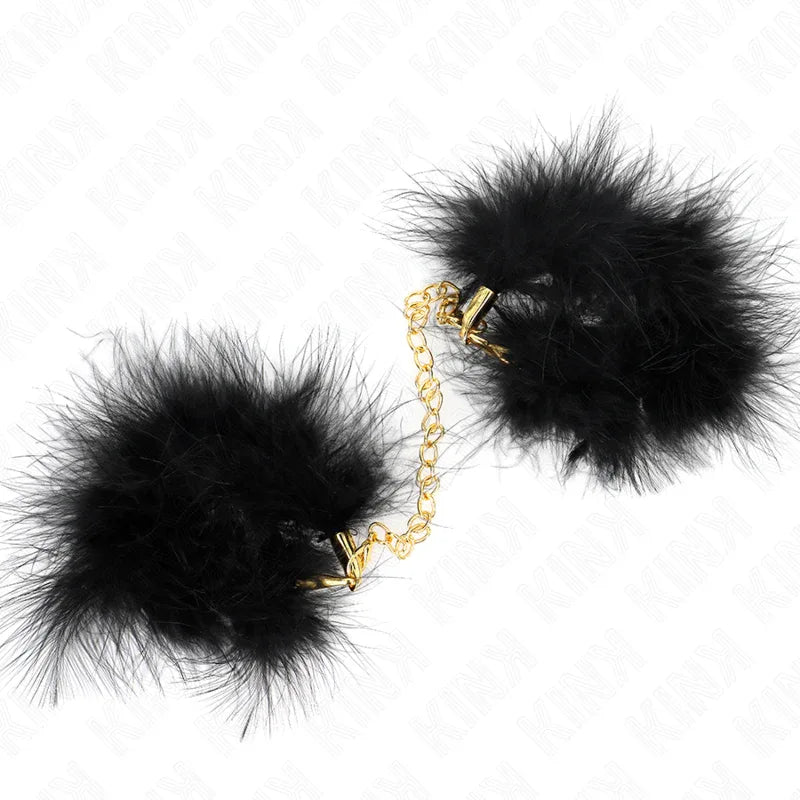 KINK - FEDERHANDMANSCHETTEN MIT GOLDKETTE MODELL 0 - Vanelion Paradise