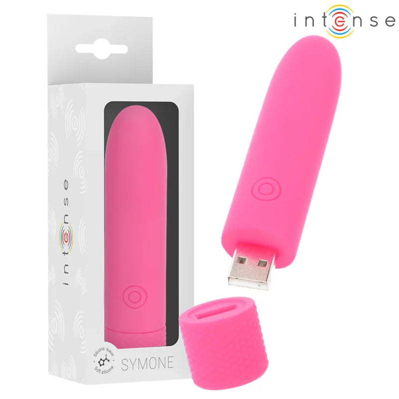 INTENSE - SYMONE USB WIEDERAUFLADBARER VIBRIERENDER BULLET 8 VIBRATIONEN ROSA 10 X 2,2 CM - Vanelion Paradise
