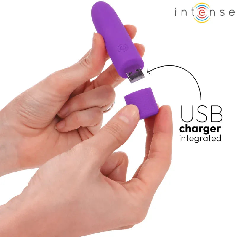 INTENSE - SYMONE USB WIEDERAUFLADBARER VIBRIERENDER BULLET 8 VIBRATIONEN LILA 10 X 2,2 CM - Vanelion Paradise