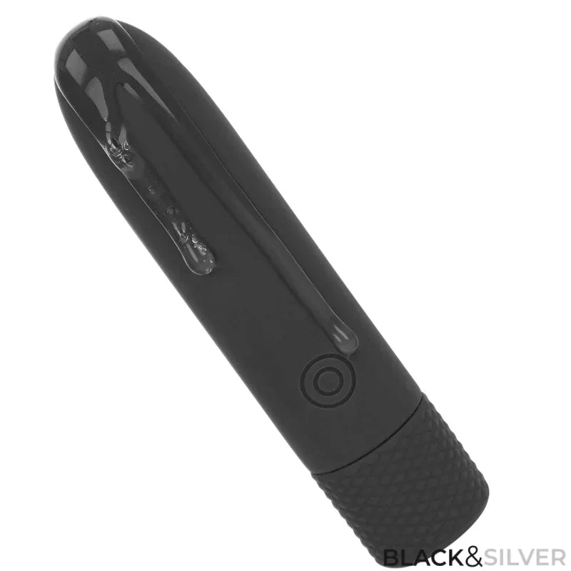 BLACK & SILVER - GERI USB WIEDERAUFLADBARER VIBRIERENDER BULLET 8 VIBRATIONEN SCHWARZ 10 X 2,2 CM - Vanelion Paradise