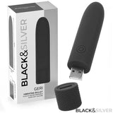 BLACK & SILVER - GERI USB WIEDERAUFLADBARER VIBRIERENDER BULLET 8 VIBRATIONEN SCHWARZ 10 X 2,2 CM - Vanelion Paradise