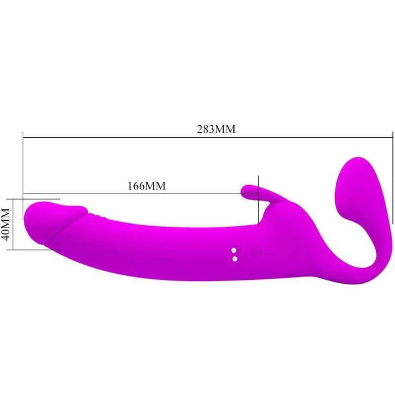 PRETTY LOVE - ZANINI STRAPLESS STRAP-ON 10 VIBRATIONEN LILA - Vanelion Paradise