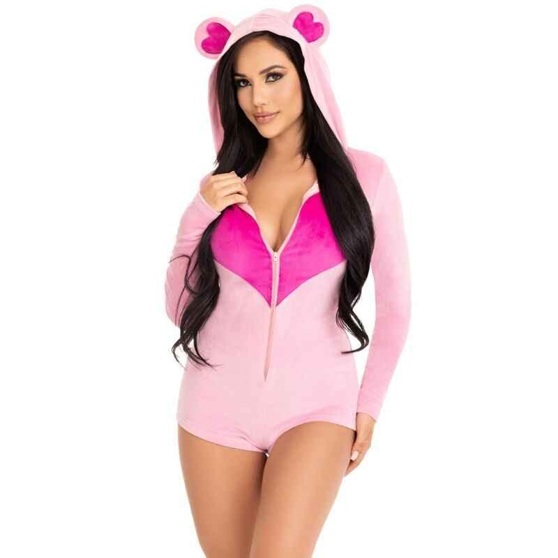 LEG AVENUE - TEDDYBÄR-SAMT-BODYS, ROSA, S - Vanelion Paradise