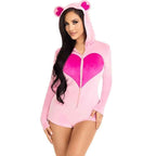 LEG AVENUE - TEDDYBÄR-SAMT-BODYS, ROSA, M - Vanelion Paradise