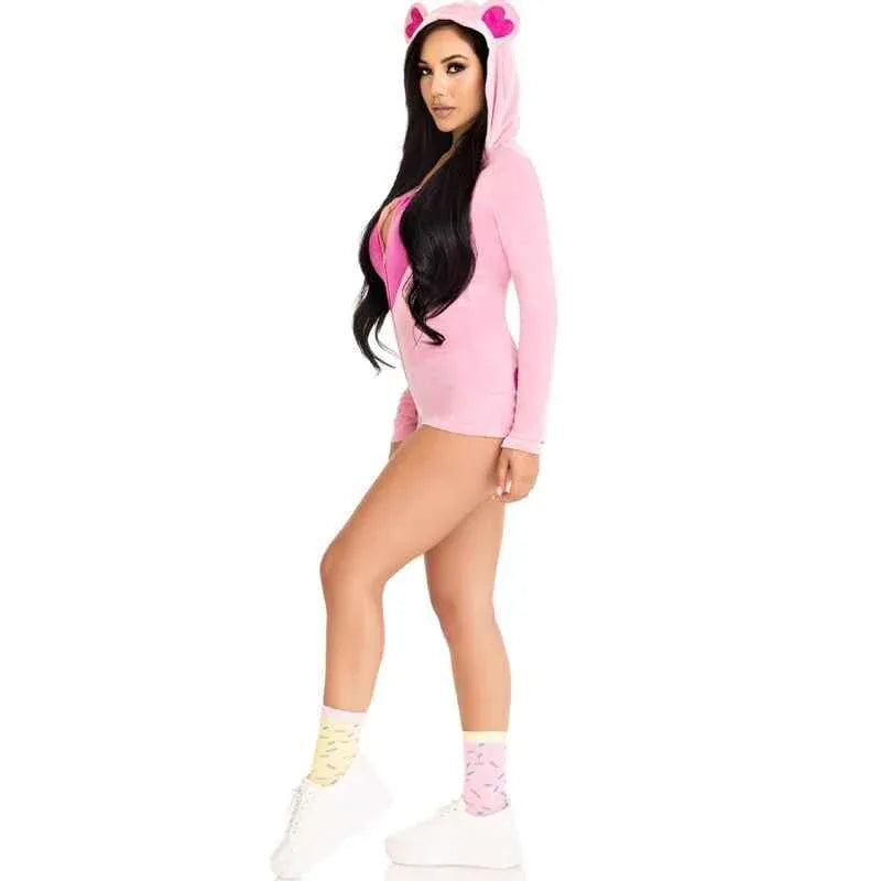 LEG AVENUE - TEDDYBÄR-SAMT-BODYS, ROSA, M - Vanelion Paradise