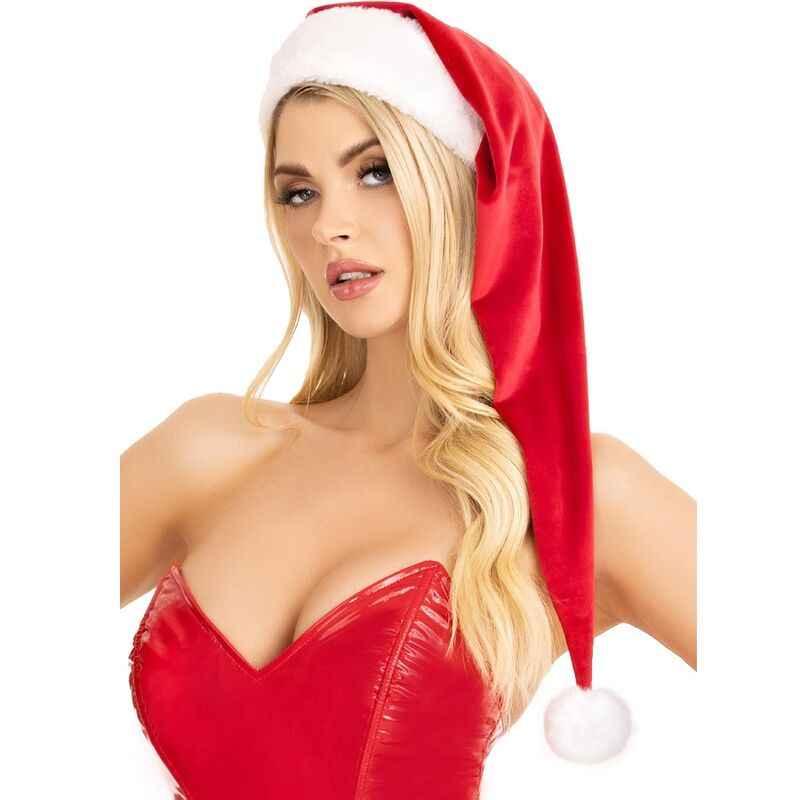 LEG AVENUE - LANGE WEIHNACHTSMANNMÜTZE AUS SAMTPLÜSCH, ROT - Vanelion Paradise