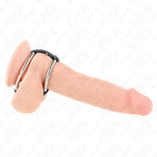 KINK - DOPPELTER PENISRING AUS METALL 3,8 CM BIS 5 CM MIT LEDER VERBUNDEN - Vanelion Paradise