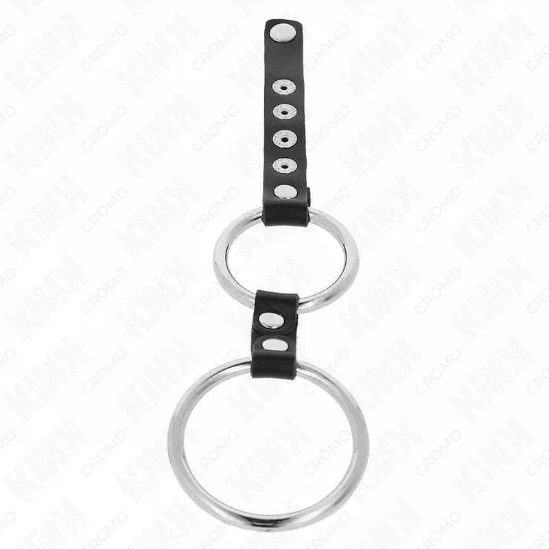 KINK - DOPPELTER PENISRING AUS METALL 3,8 CM BIS 5 CM MIT LEDER VERBUNDEN - Vanelion Paradise