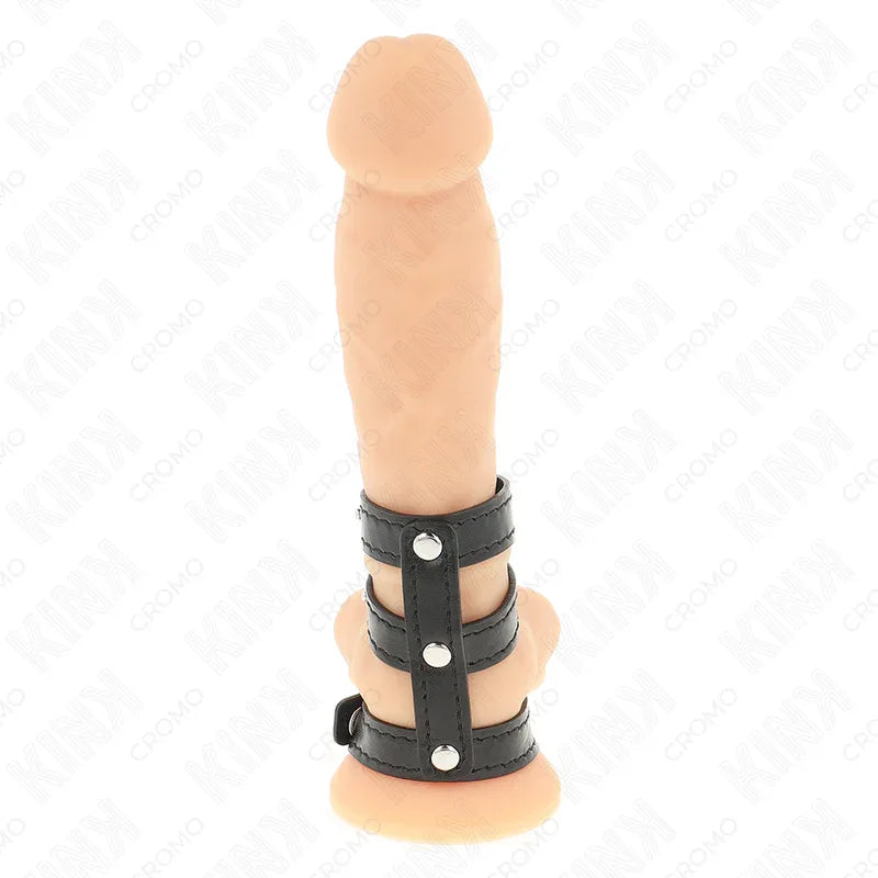 KINK - DREIFACH LEDER PENISRING MIT DRUCKVERSCHLUSS - Vanelion Paradise