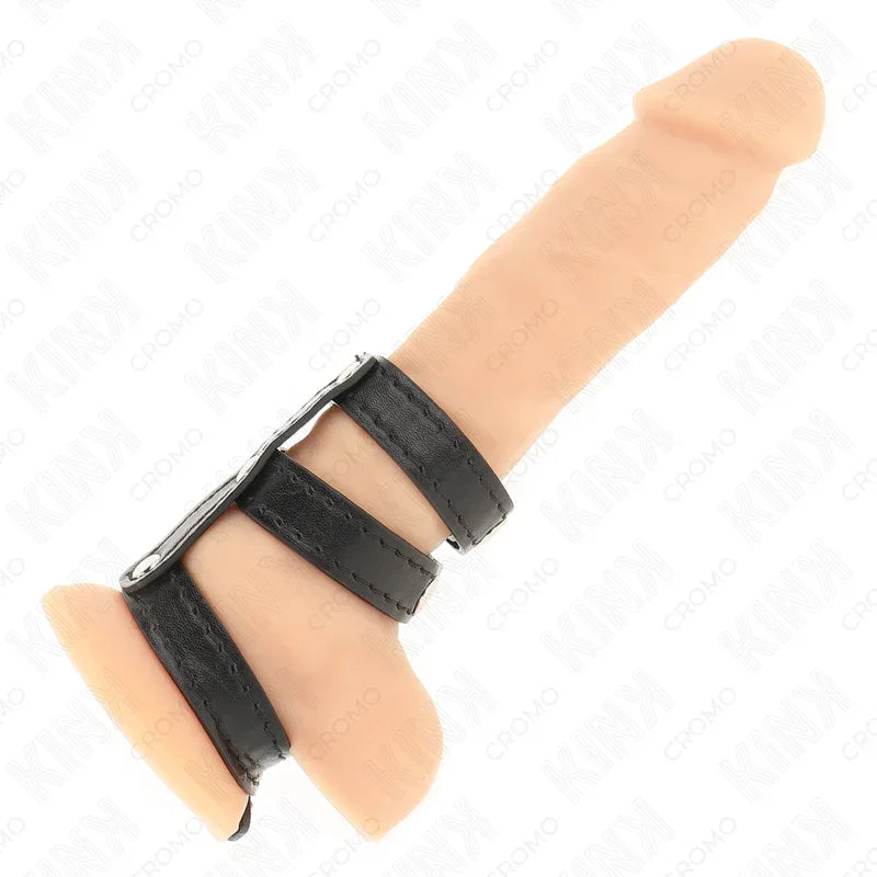KINK - DREIFACH LEDER PENISRING MIT DRUCKVERSCHLUSS - Vanelion Paradise