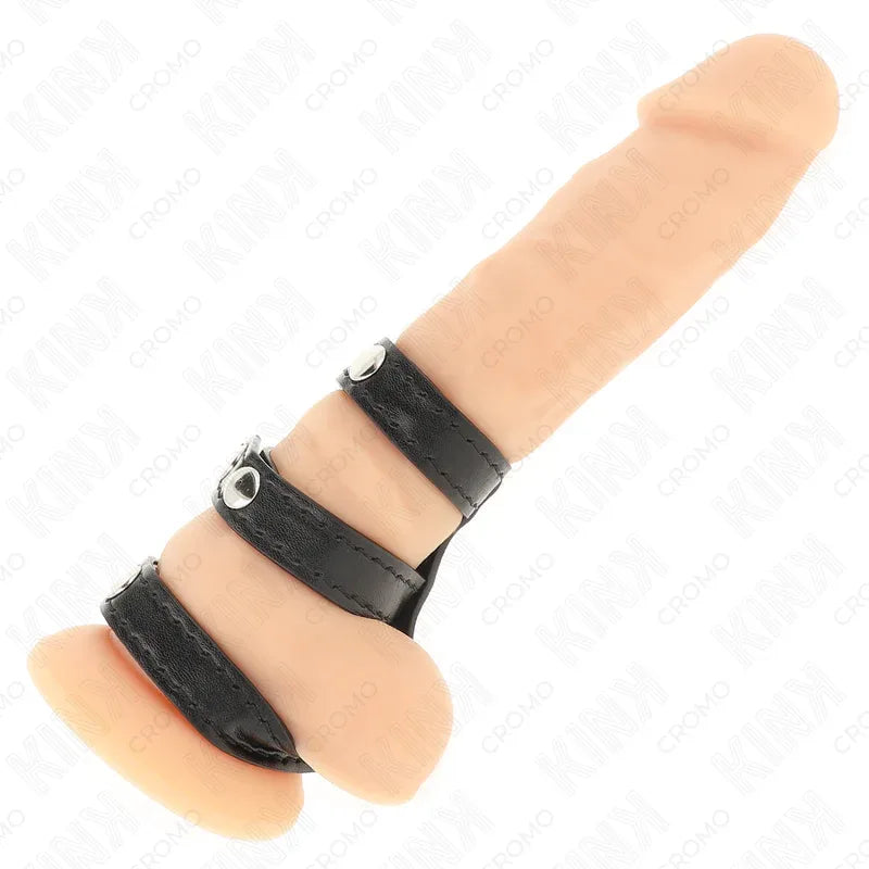 KINK - DREIFACH LEDER PENISRING MIT DRUCKVERSCHLUSS - Vanelion Paradise