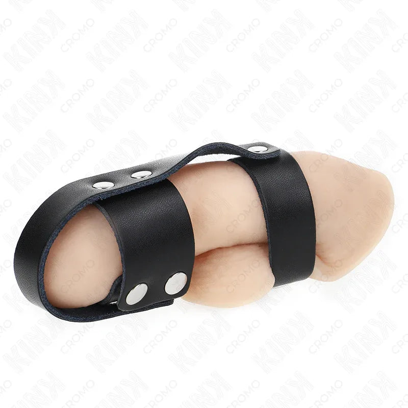 KINK - PENISKÄFIGRING AUS LEDER MIT VERSTELLBAREM HOCKENTRENNER - Vanelion Paradise