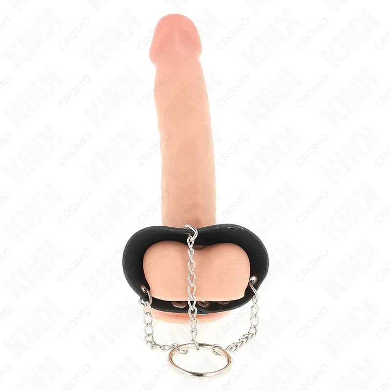 KINK - PENISRING 4 CM KETTE 7 CM METALL MIT LEDERGURTE - Vanelion Paradise