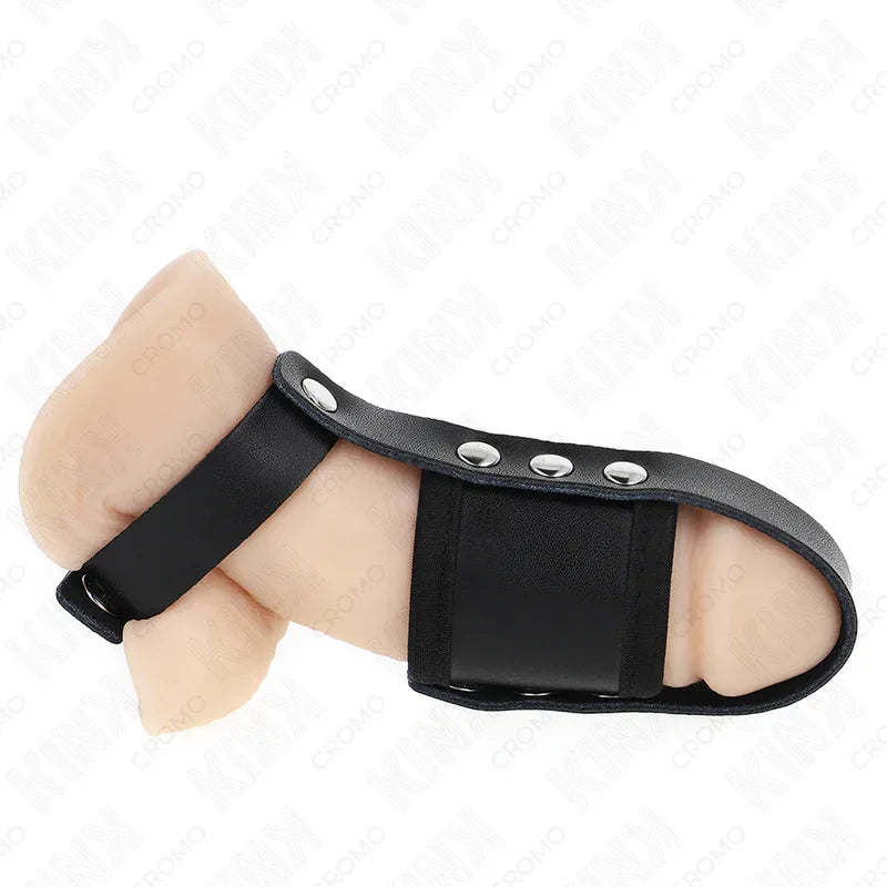 KINK - PENISKÄFIGRING AUS LEDER MIT VERSTELLBAREM BESCHICHTETEM HOCKENTRENNERGURT - Vanelion Paradise
