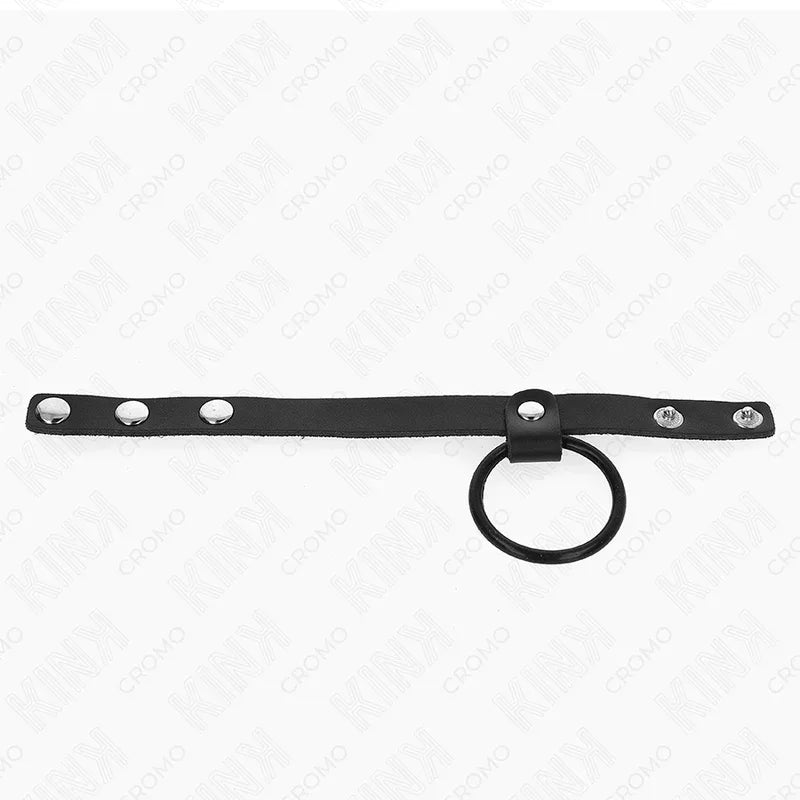 KINK - PENISRING AUS SILIKON 3,8 CM UND HODENTEIL AUS LEDER 22 X 1,5 CM - Vanelion Paradise