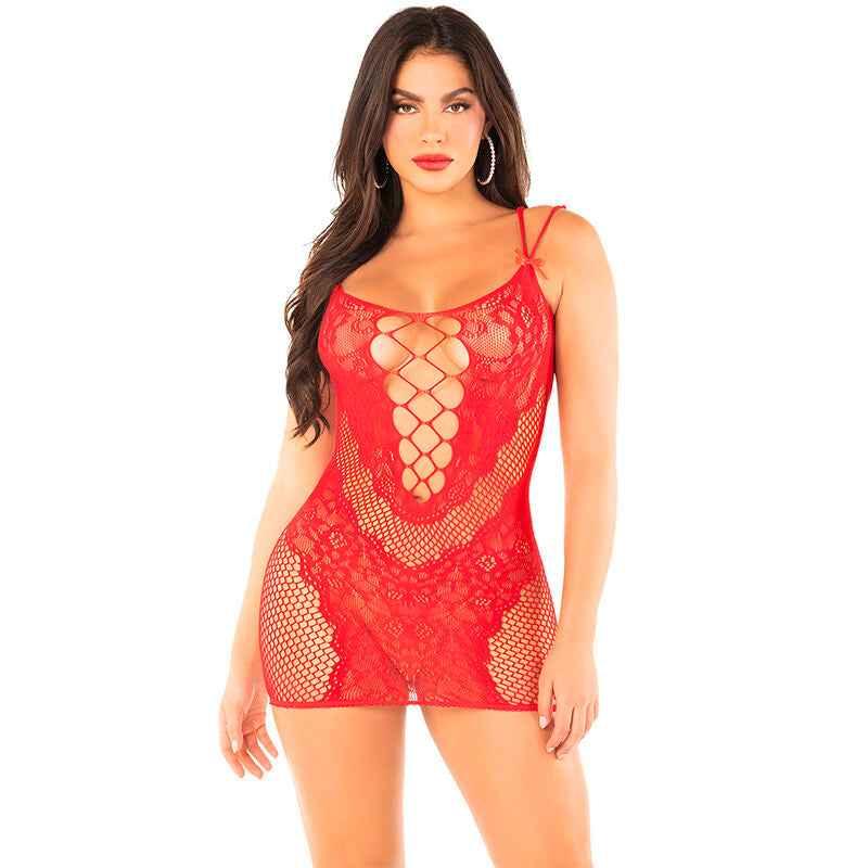 LEG AVENUE - MESH-MINIKLEID MIT TRÄGERN ROT - Vanelion Paradise
