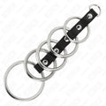 KINK - 5 METALL PENISRINGE 3,2 CM BIS 5 CM DURCH LEDER VERBUNDEN - Vanelion Paradise