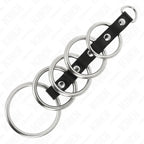 KINK - 5 METALL PENISRINGE 3,2 CM BIS 5 CM DURCH LEDER VERBUNDEN - Vanelion Paradise