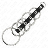 KINK - 5 METALL PENISRINGE 3,2 CM BIS 5 CM DURCH LEDER VERBUNDEN - Vanelion Paradise