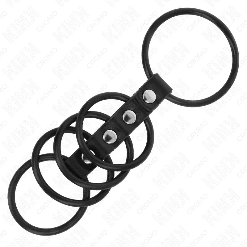 KINK - 5 PENISRINGE AUS SILIKON 3,8 CM BIS 4,8 CM DURCH LEDER VERBUNDEN - Vanelion Paradise