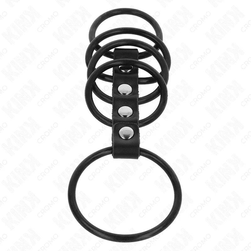KINK - 5 PENISRINGE AUS SILIKON 3,8 CM BIS 4,8 CM DURCH LEDER VERBUNDEN - Vanelion Paradise