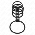 KINK - 5 PENISRINGE AUS SILIKON 3,8 CM BIS 4,8 CM DURCH LEDER VERBUNDEN - Vanelion Paradise
