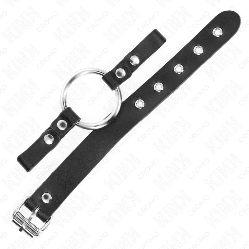 KINK - PENISRING AUS LEDER MIT SCHNALLVERSCHLUSS 22 X 2 CM MIT METALLRING 4 CM - Vanelion Paradise