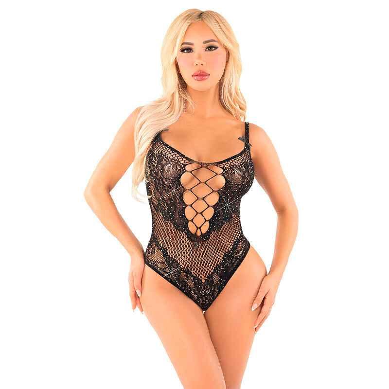 LEG AVENUE - DIAMOND FISHNET BODYSUIT SCHWARZ EINHEITSGRÖSSE - Vanelion Paradise
