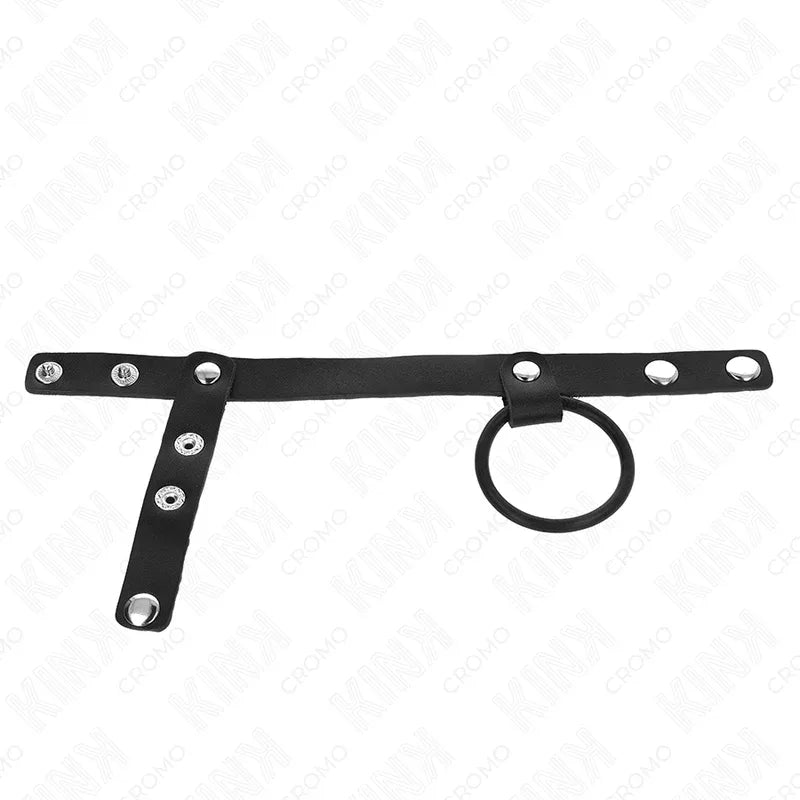 KINK - PENISRING AUS SILIKON 3,8 CM MIT HOHEM TEILER UND LEDERBAND 22 X 1,5 CM - Vanelion Paradise