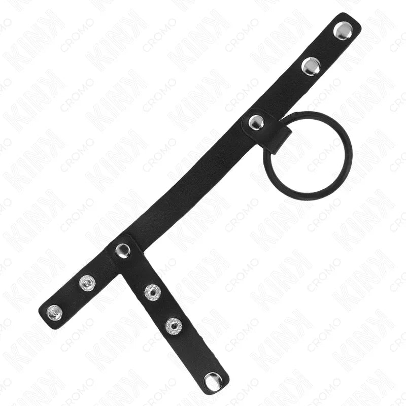 KINK - PENISRING AUS SILIKON 3,8 CM MIT HOHEM TEILER UND LEDERBAND 22 X 1,5 CM - Vanelion Paradise